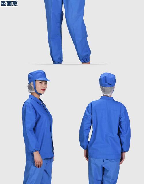 长食品车间工作服装加工装食品厂服防尘卫生男女蓝白色翻领白色套装带
